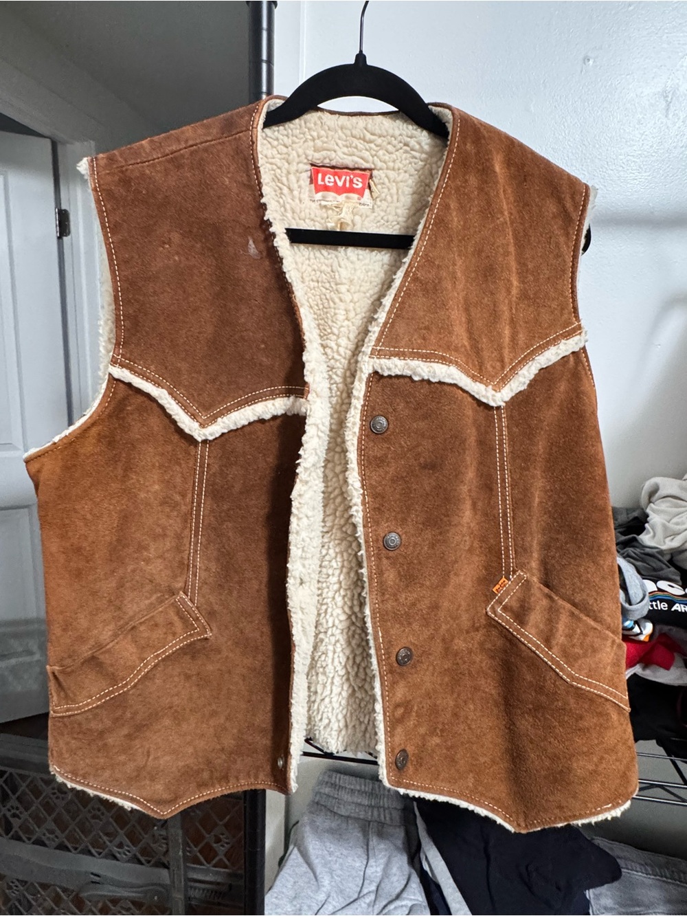 Levi's Brown Suede Sherpa-Lined Men's Vest